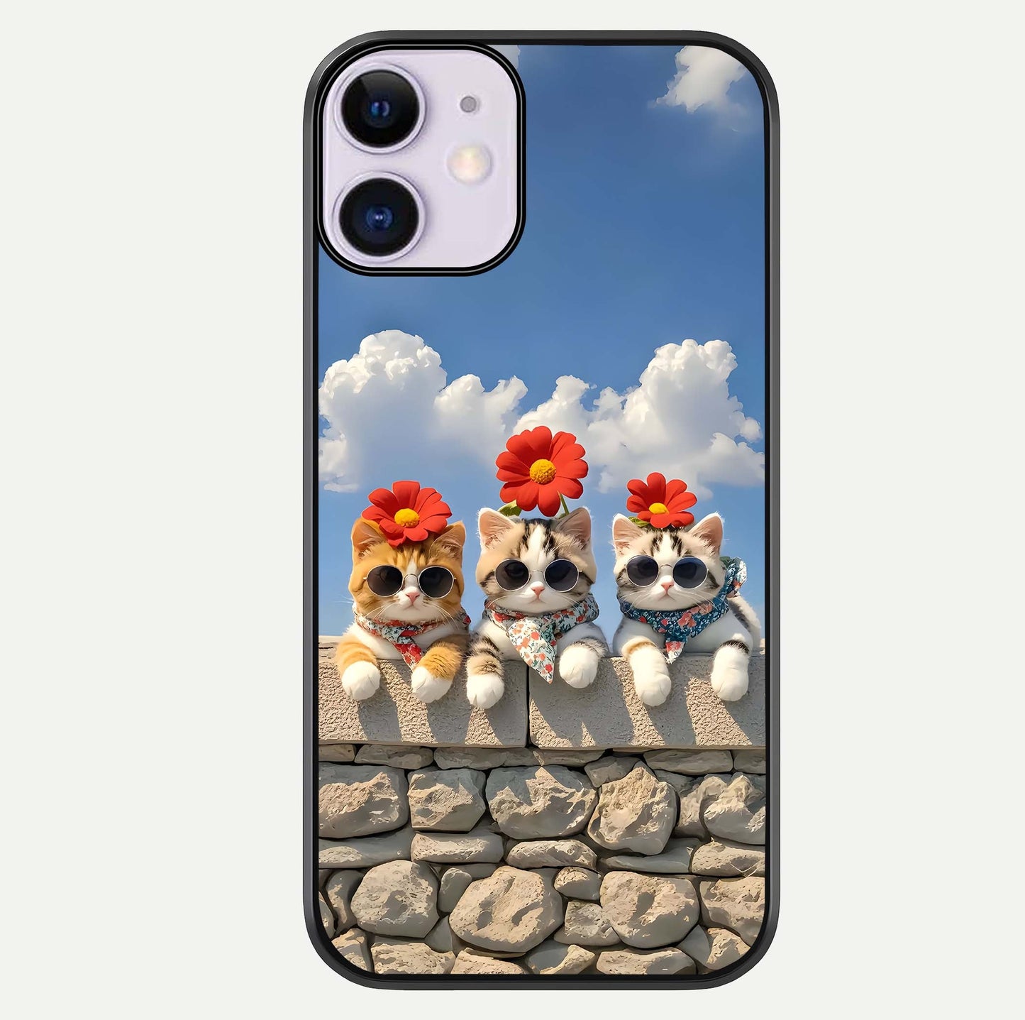 Floral Kitty Squad Glass Case For iPhone 11 by Custom World