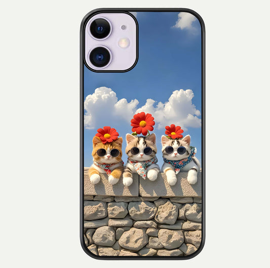 Floral Kitty Squad Glass Case For iPhone 11 by Custom World