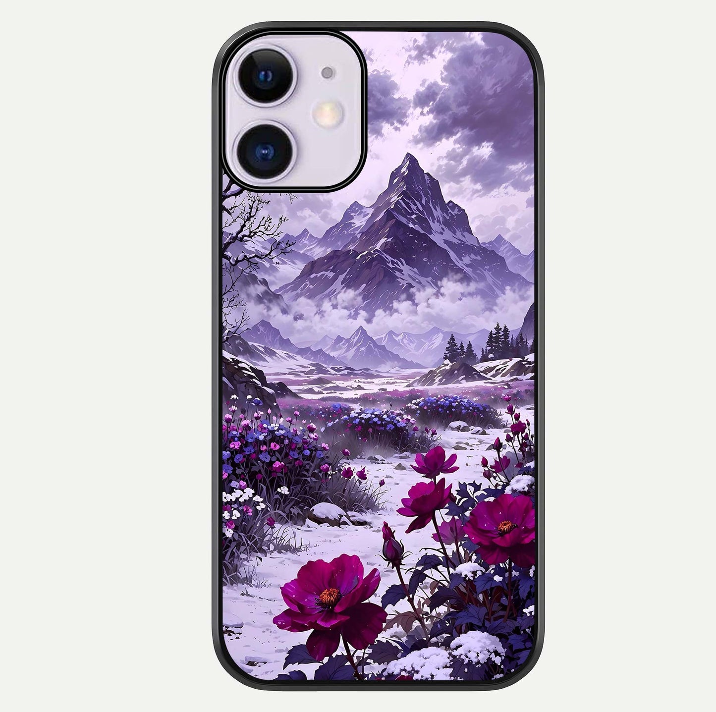 Flower Mountain View Glass Case For iPhone 11 by Custom World