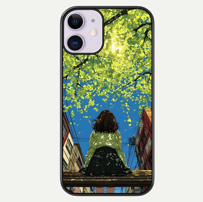 Golden Leaves Glow Glass Case For iPhone 11 by Custom World