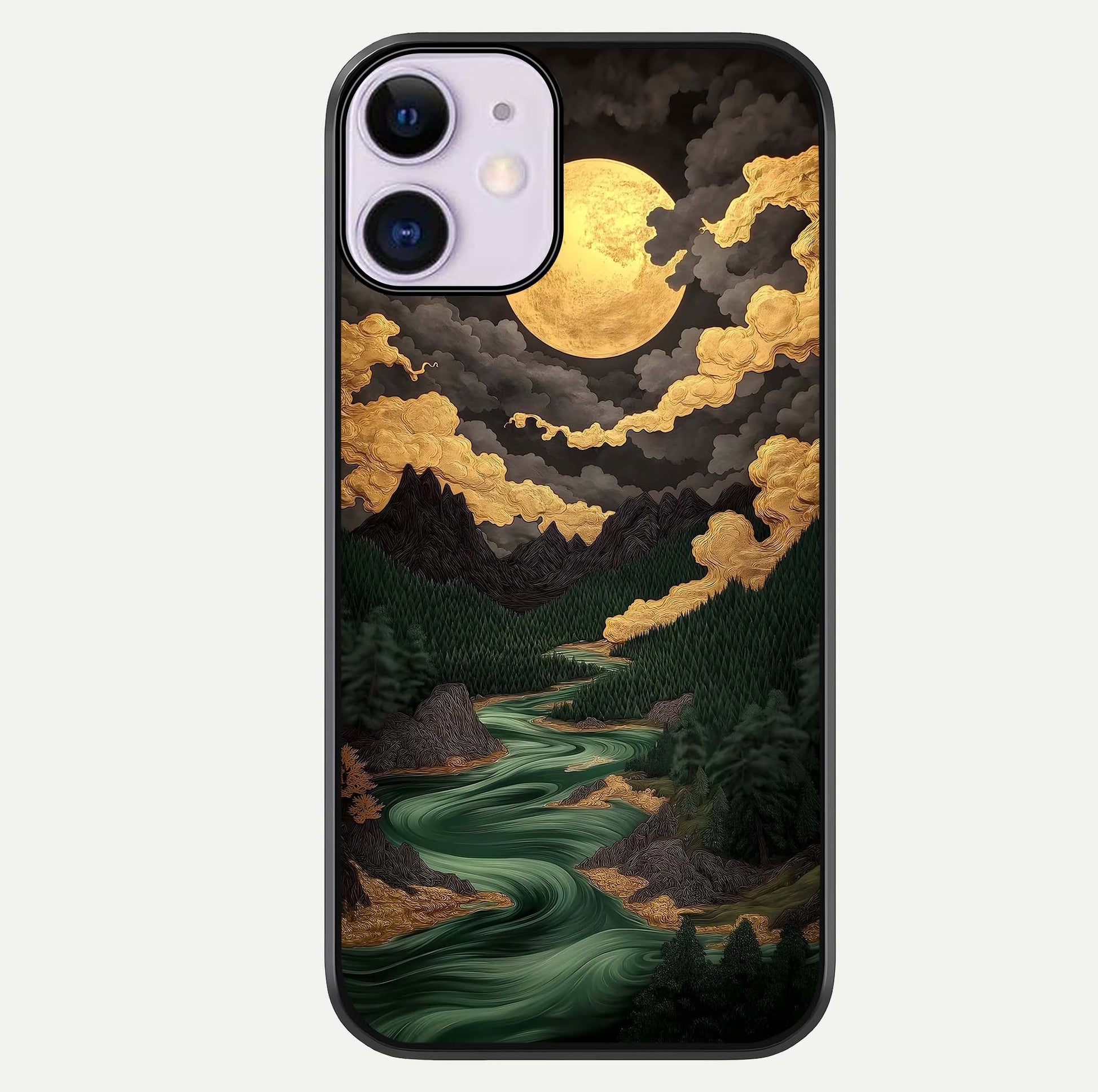 Golden River Moon Glass Case For iPhone 11 by Custom World