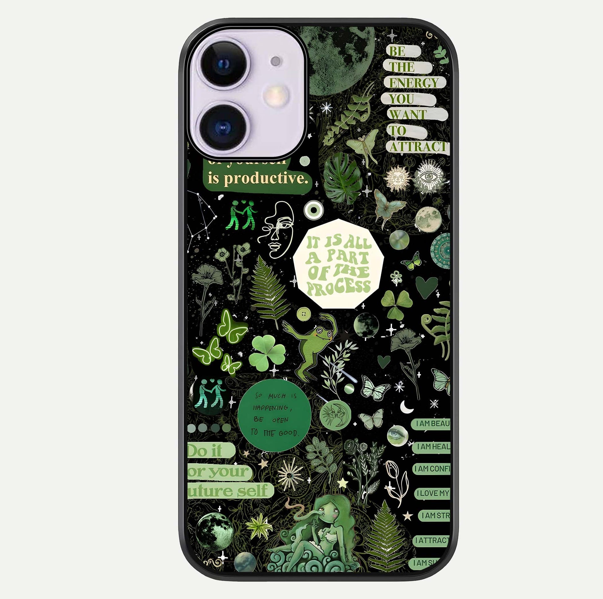 Green Moon Energy Glass Case For iPhone 11 by Custom World