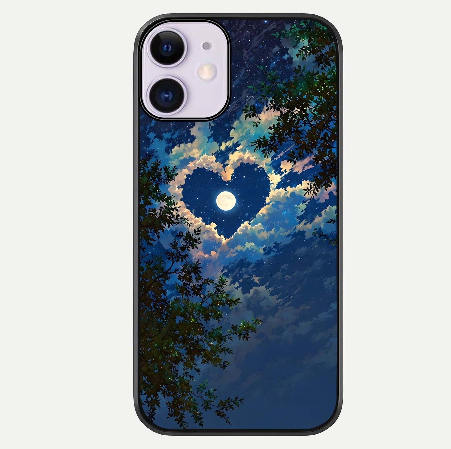 Heart With Moon Sky Glass Case For iPhone 11 by Custom World