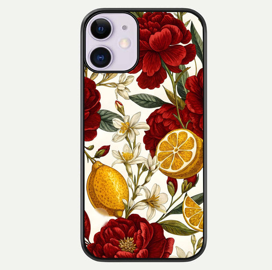 Lemon Rose Charm Glass Case For iPhone 11 by Custom World