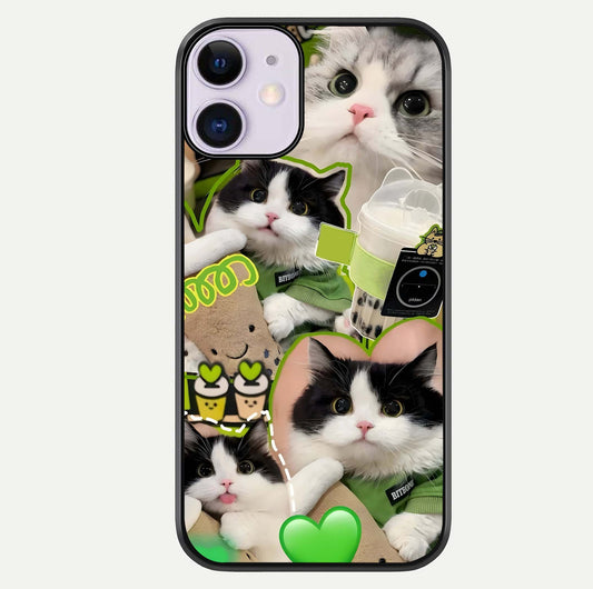Matcha Cats Mood Glass Case For iPhone 11 by Custom World