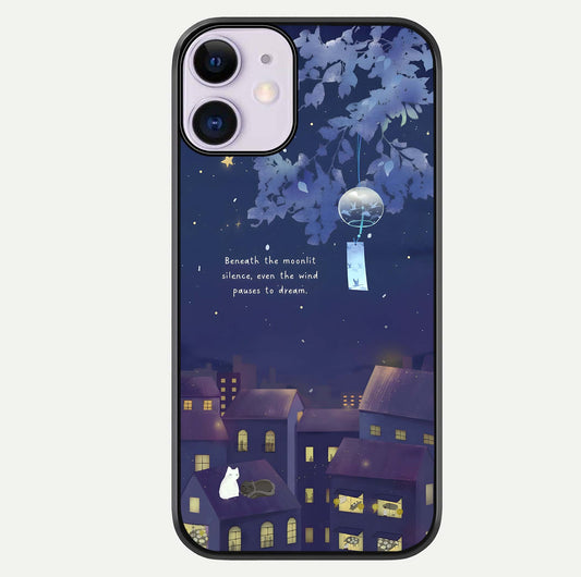 Moonlit Cat Silence Glass Case For iPhone 11 by Custom World