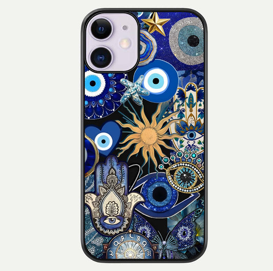 Mystic Blue Evil Eye Glass Case For iPhone 11 by Custom World