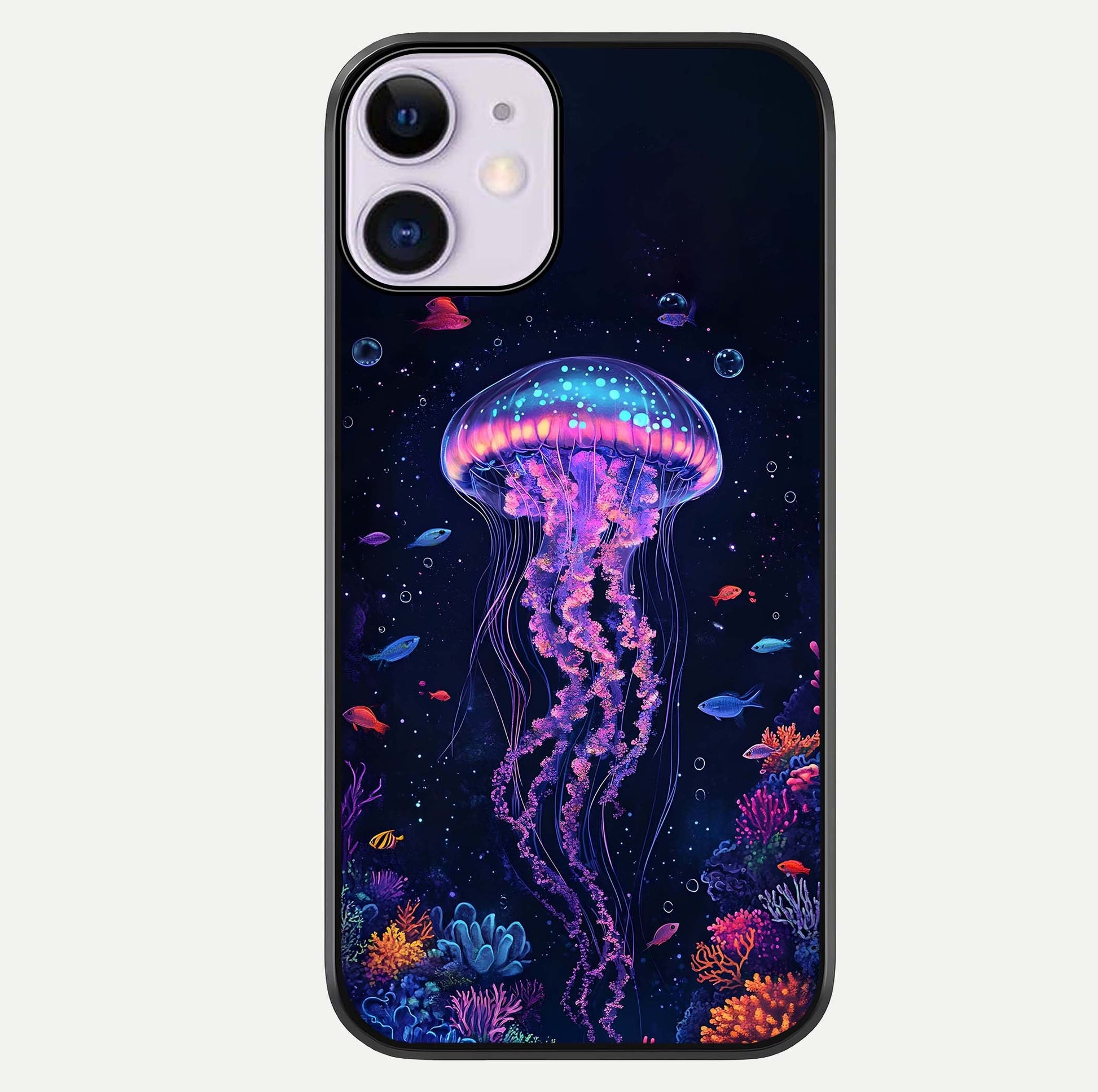 Neon Jellyfish Glass Case For iPhone 11 by Custom World