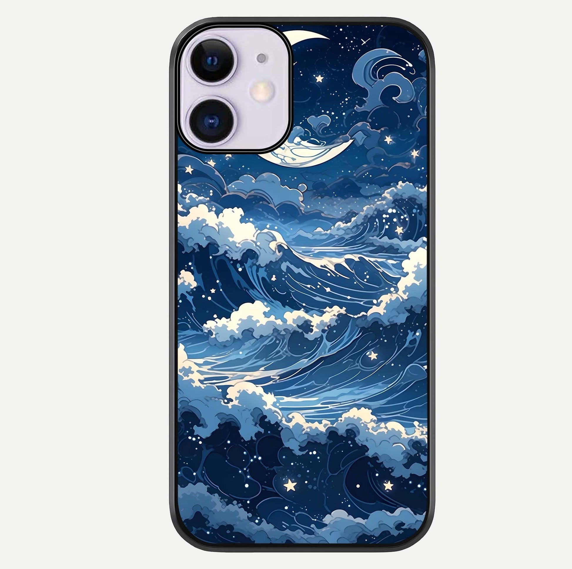 Ocean Moon Waves Glass Case For iPhone 11 by Custom World