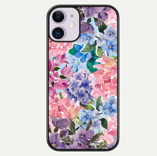 Pastel Floral Mix Glass Case For iPhone 11 by Custom World