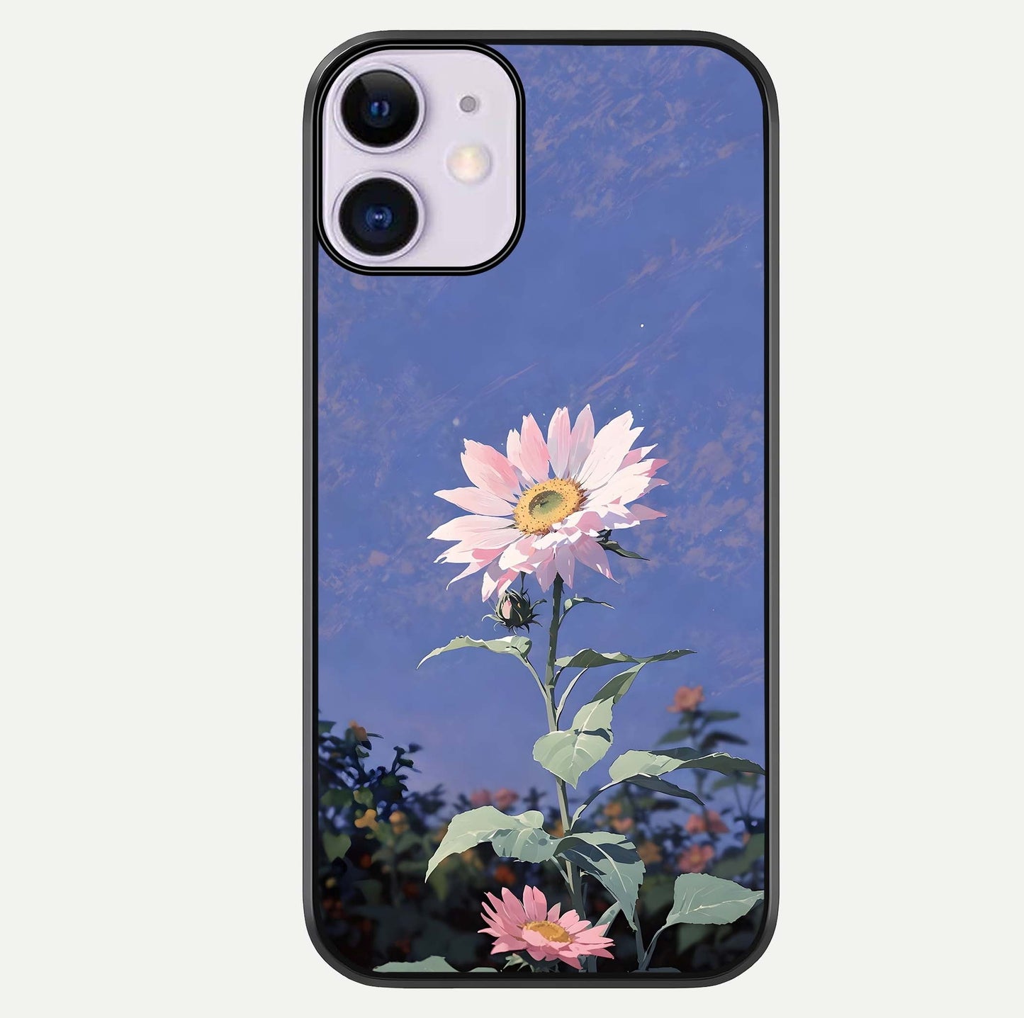 Pink Sunflower Glow Glass Case For iPhone 11 by Custom World