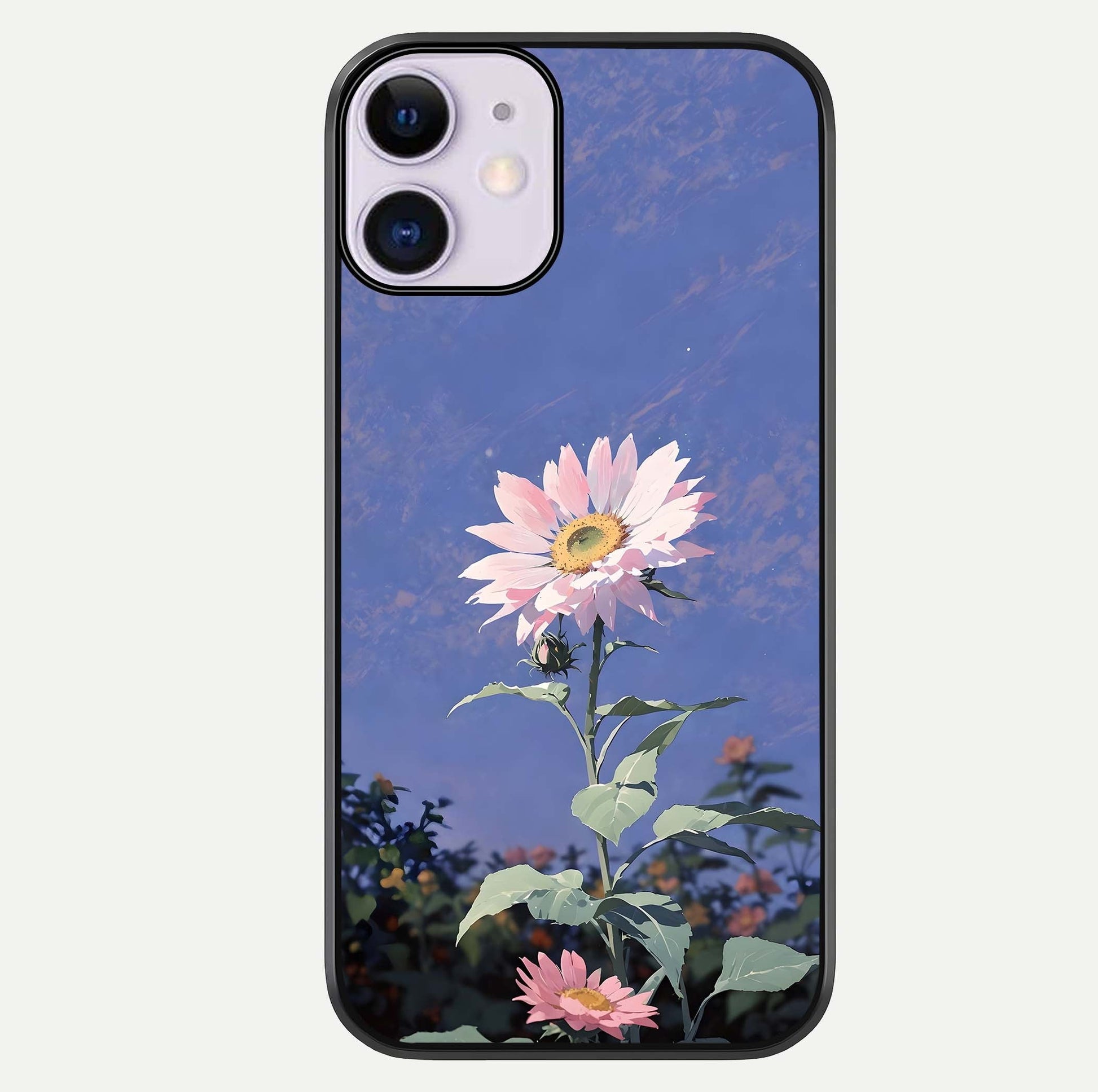 Pink Sunflower Glow Glass Case For iPhone 11 by Custom World