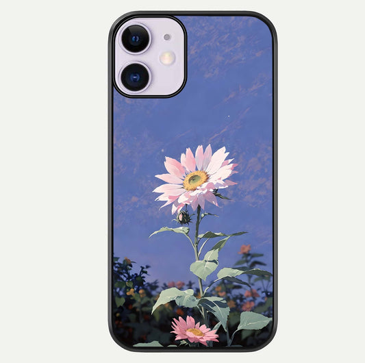 Pink Sunflower Glow Glass Case For iPhone 11 by Custom World
