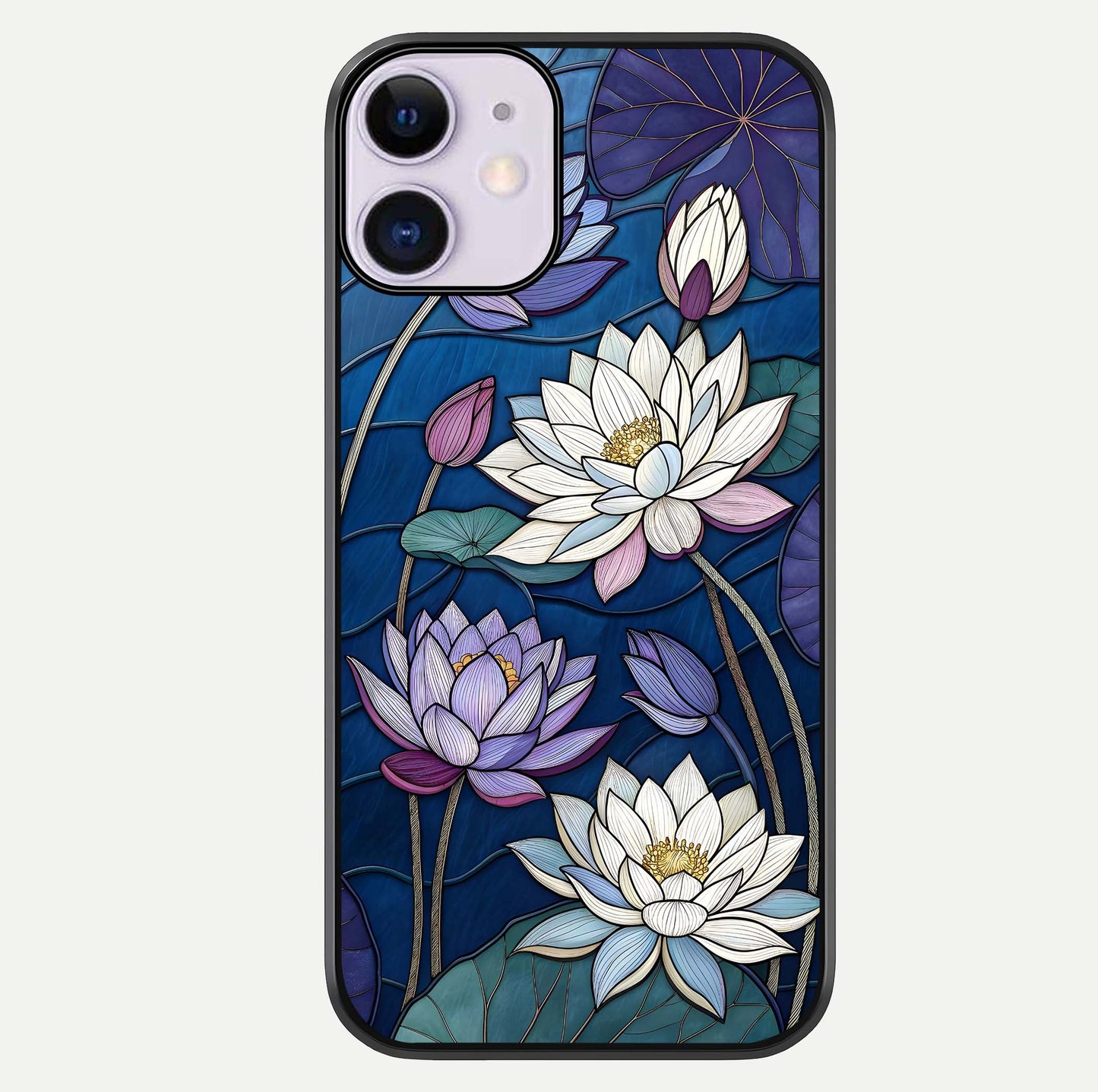 Purple Lotus Stained Glass Case For iPhone 11 by Custom World