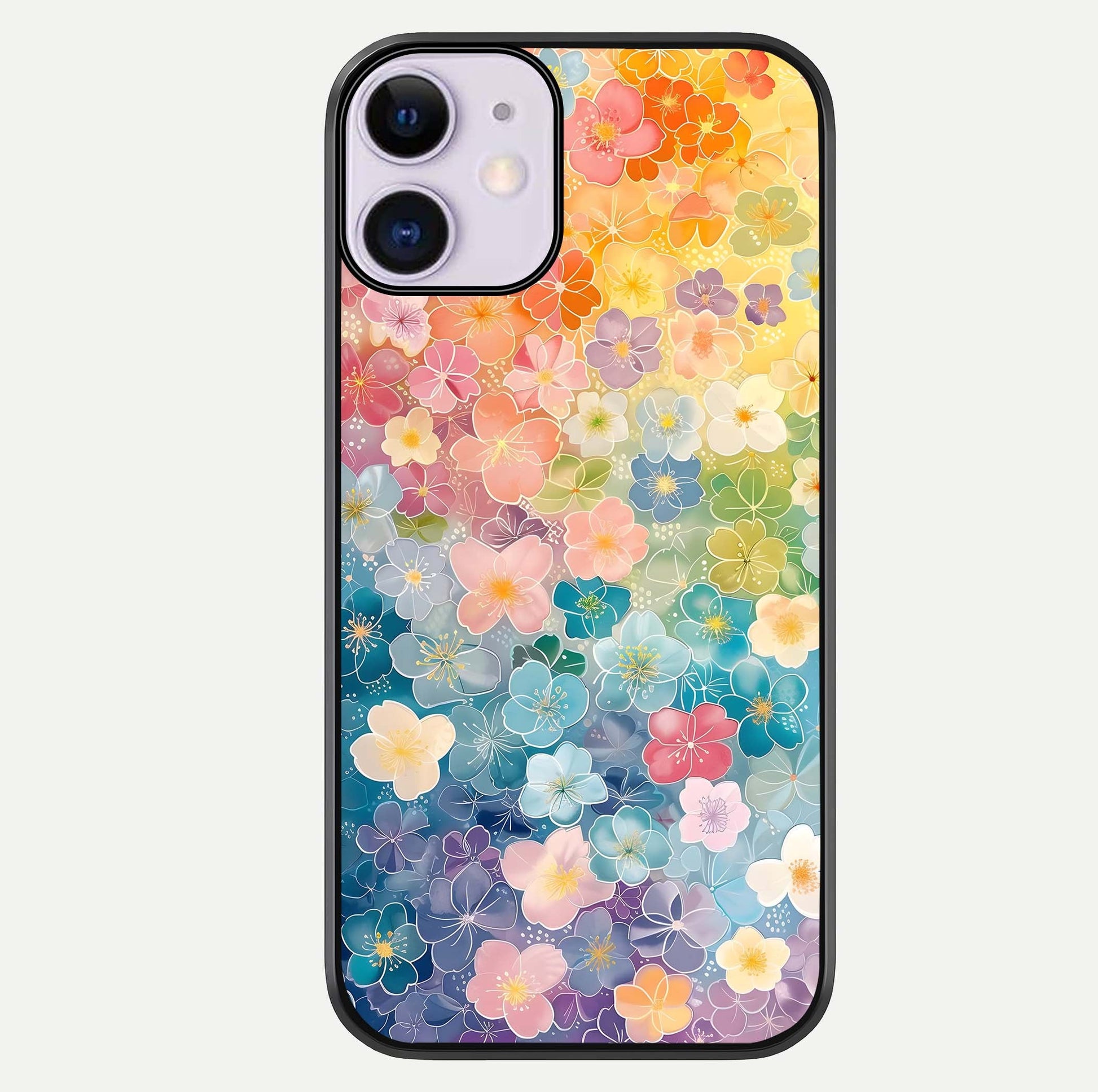 Rainbow Blossom Burst Glass Case For iPhone 11 by Custom World