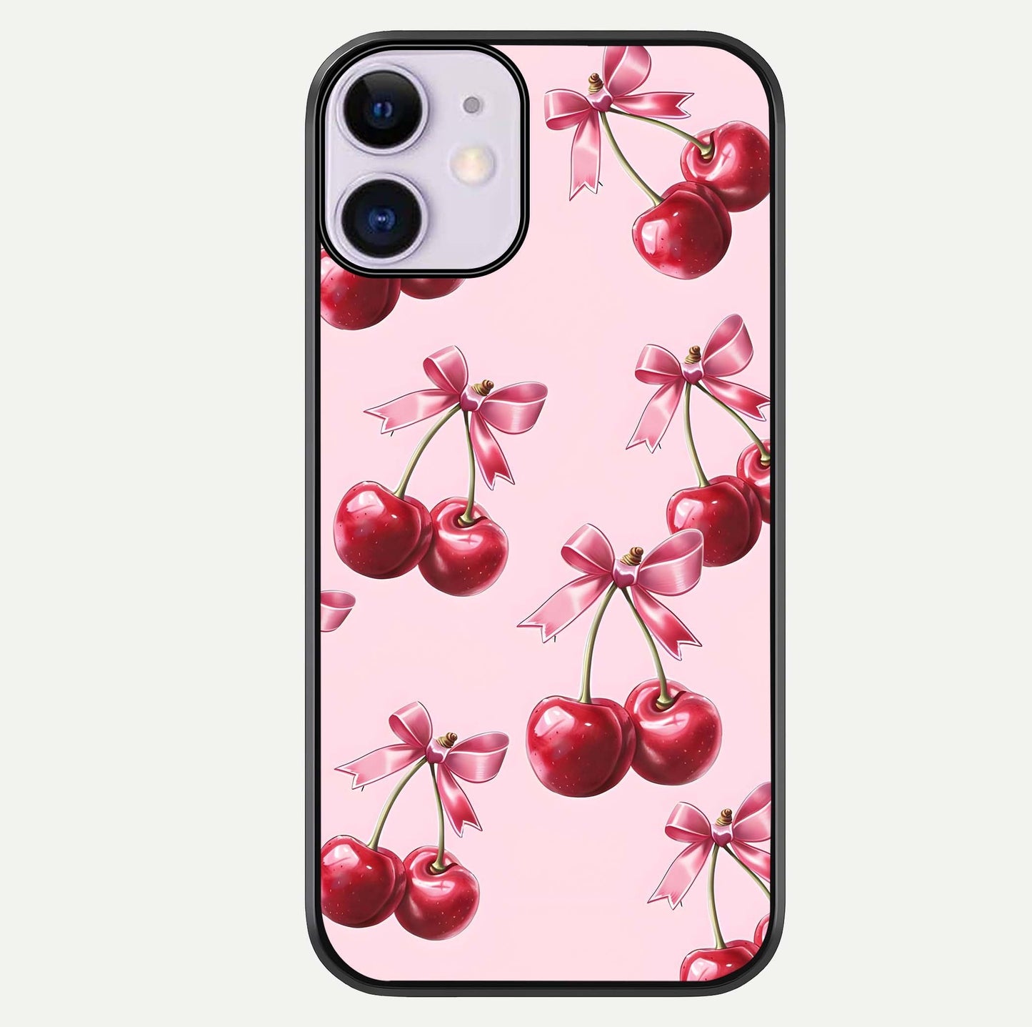 Red Cherries Pattern Glass Case For iPhone 11 by Custom World