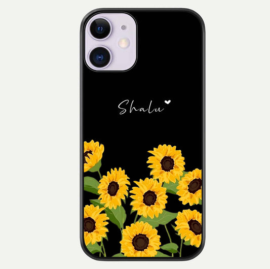 Sunflower Chic Mood Custom Name Glass Case For iPhone 16 Pro by Custom World