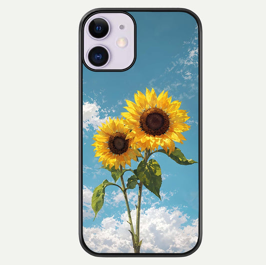 Sunflower Sky Bloom Glass Case For iPhone 11 by Custom World