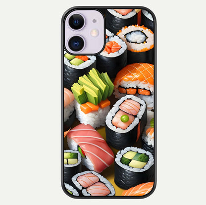 Sushi Food Pattern Glass Case For iPhone 11 by Custom World