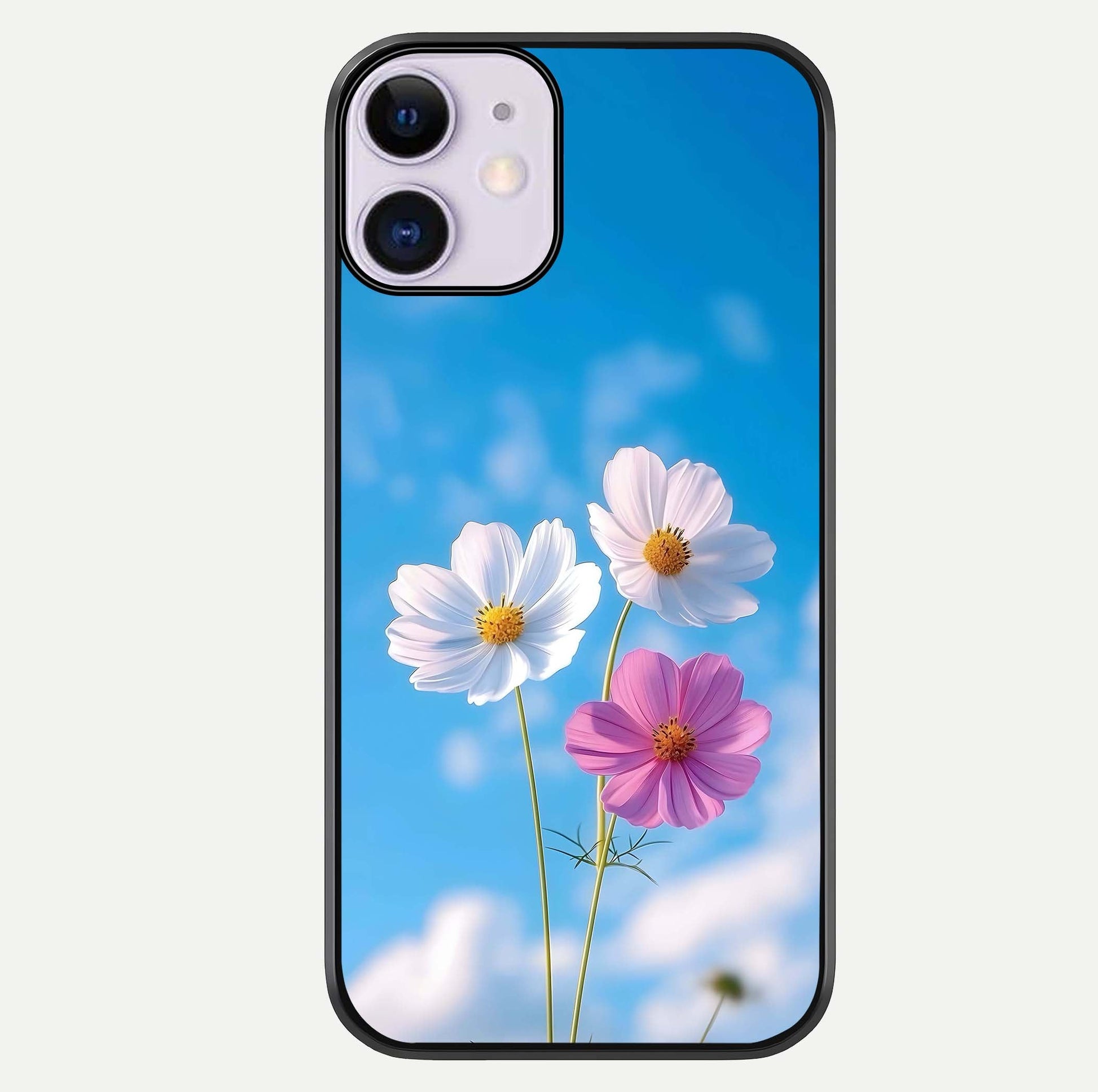 Triple Flowers With Sky Glass Case For iPhone 11 by Custom World