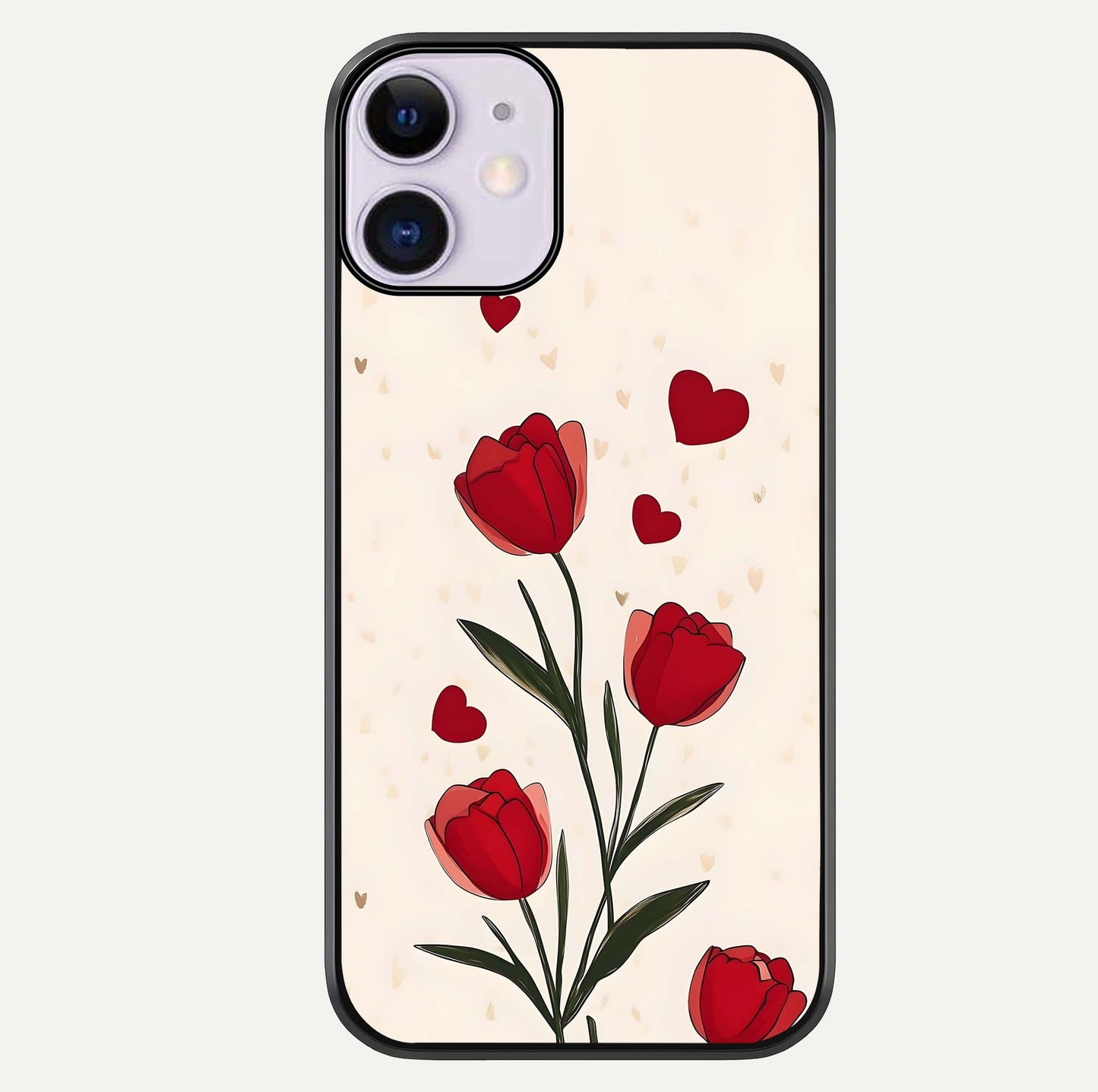 Tulip With Heart Glass Case For iPhone 11 by Custom World
