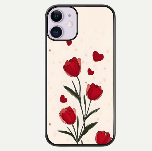 Tulip With Heart Glass Case For iPhone 11 by Custom World