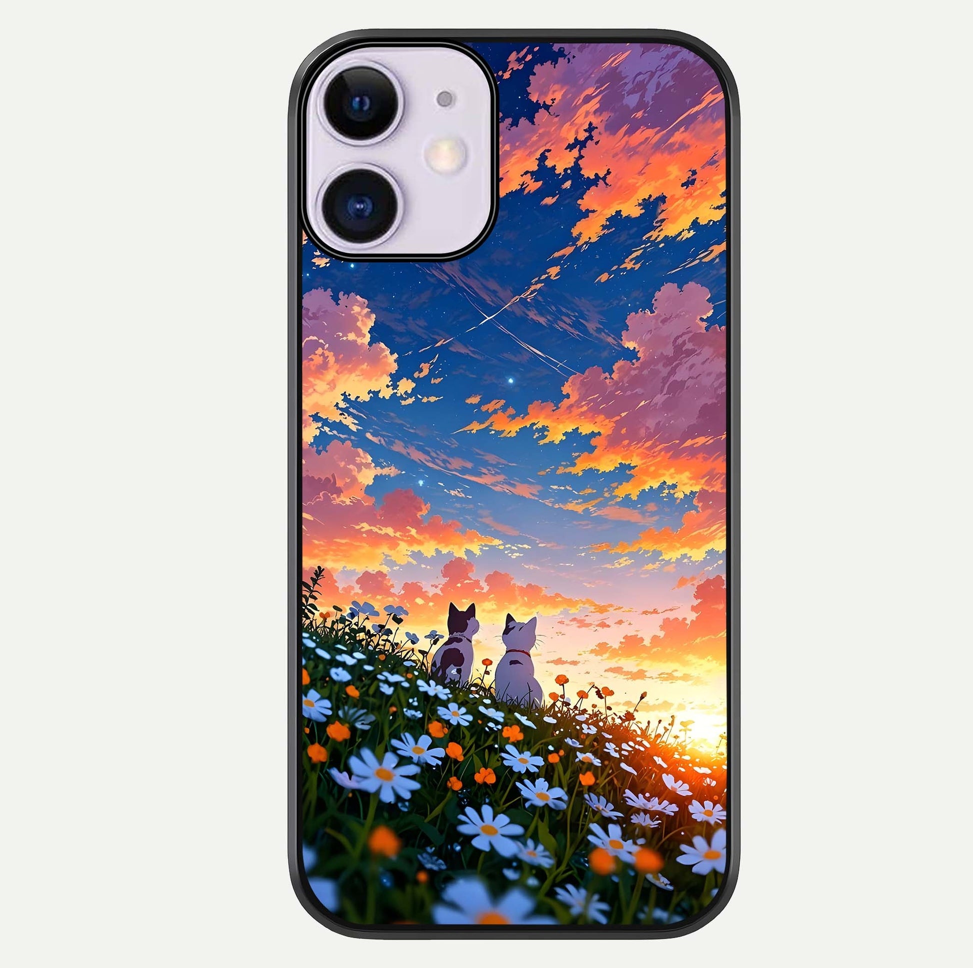 Two Cats Friends Glass Case For iPhone 11 by Custom World