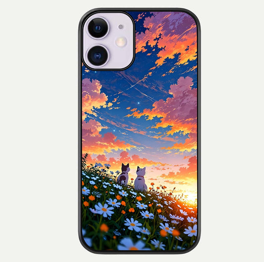 Two Cats Friends Glass Case For iPhone 11 by Custom World