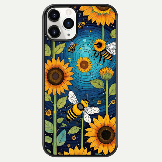 Bees & Sunflowers Glass Case For iPhone 16 Pro by Custom World