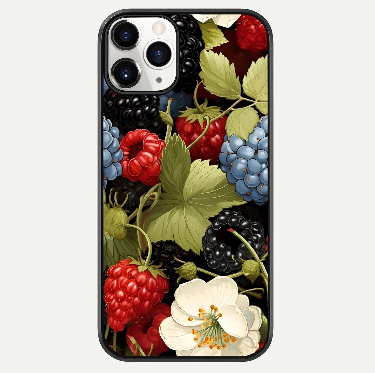 Berry Bloom Charm Glass Case For iPhone 11 Pro by Custom World