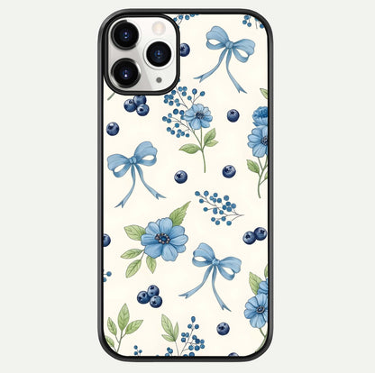 Blue Flower & Bow Glass Case For iPhone 11 Pro by Custom World