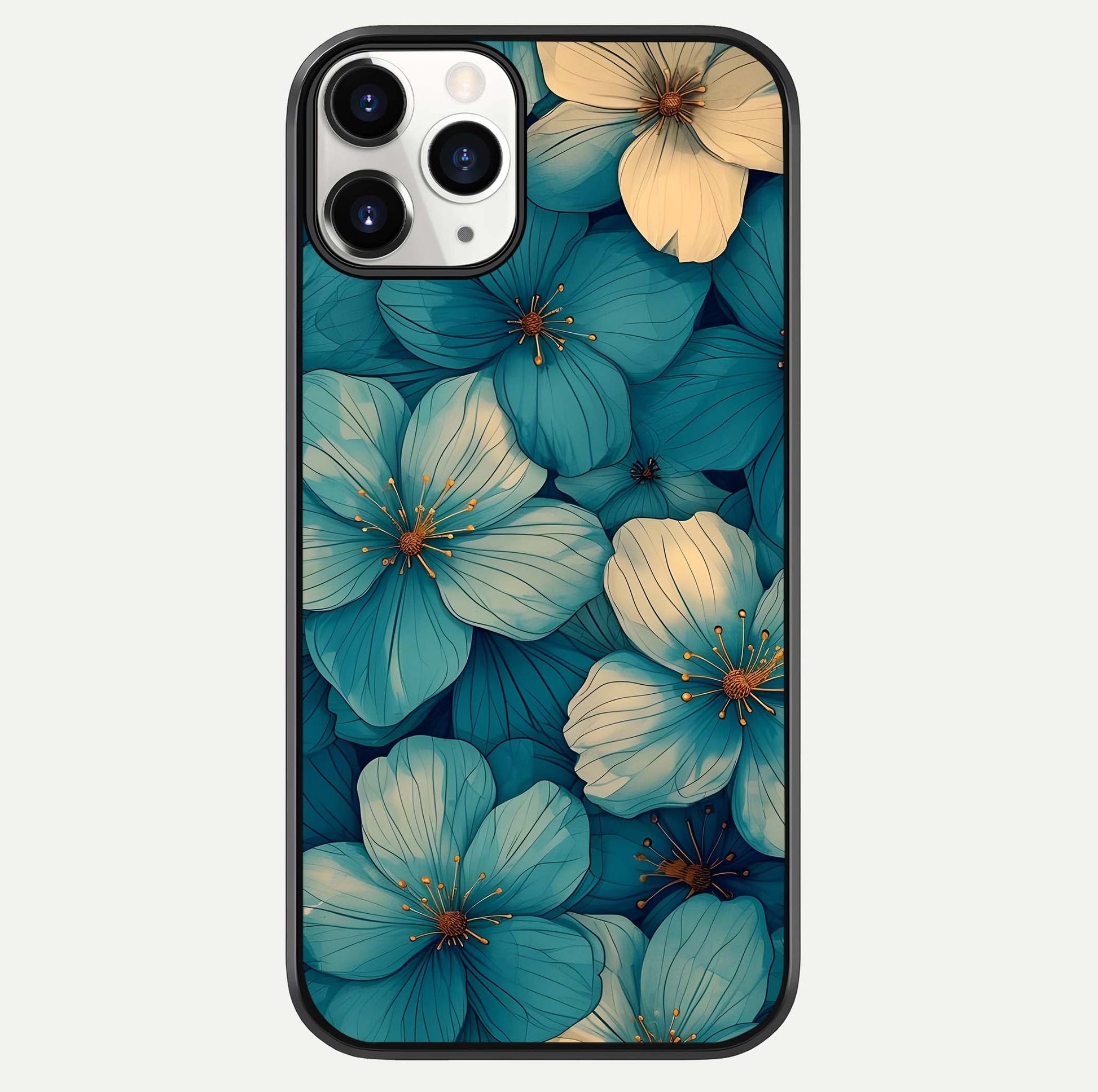 Blue Shade Floral Glass Case For iPhone 11 Pro by Custom World