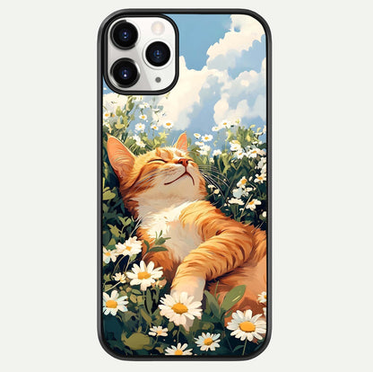 Cat & Flowers View Glass Case For iPhone 11 Pro by Custom World