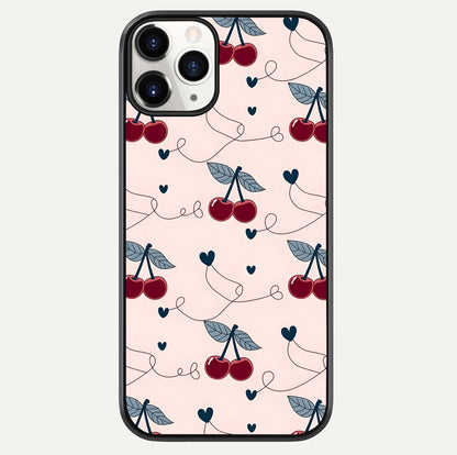 Cherry Heart Line Glass Case For iPhone 11 Pro by Custom World
