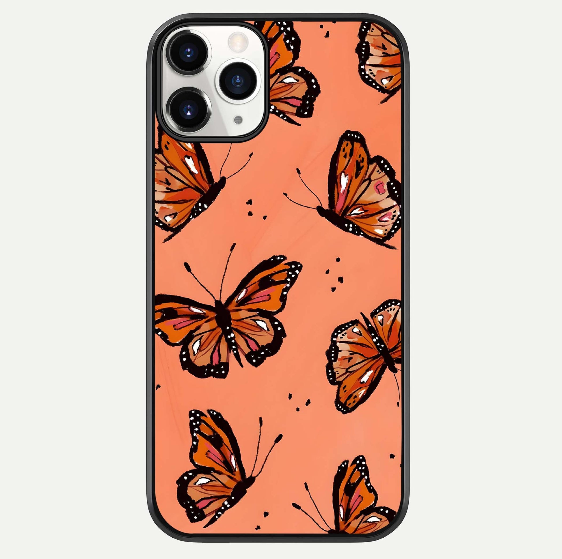 Coral Wing Butterfly Glass Case For iPhone 11 Pro by Custom World
