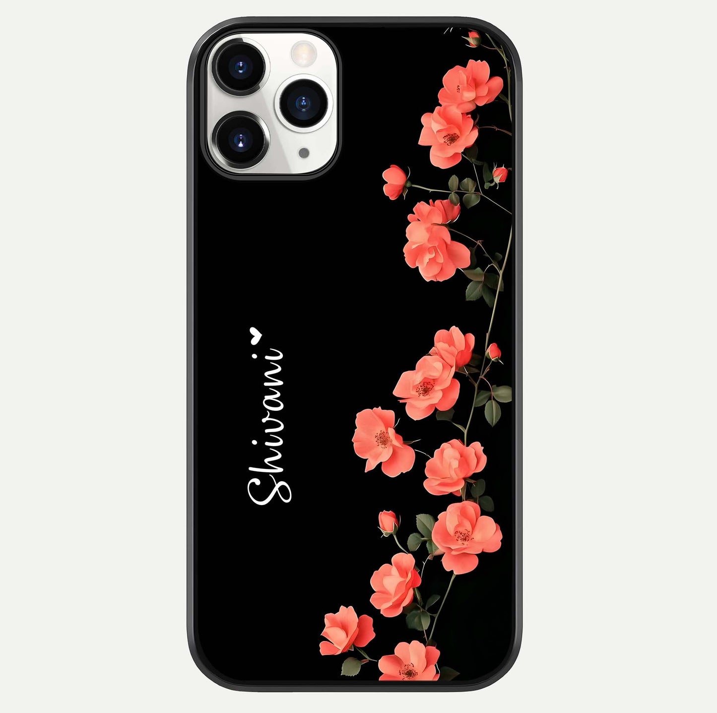 Crimson Bloom Grace Custom Name Glass Case For iPhone 11 Pro by Custom World