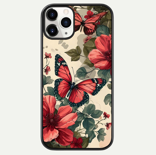Crimson Butterfly Garden Glass Case For iPhone 11 Pro by Custom World