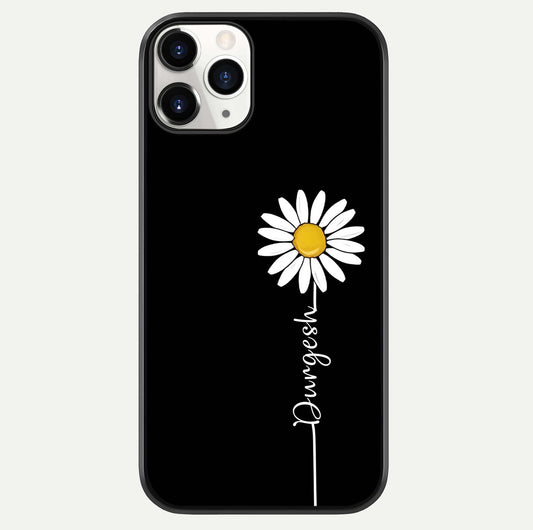 Custom Name White Flower Glass Case For iPhone 11 Pro by Custom World