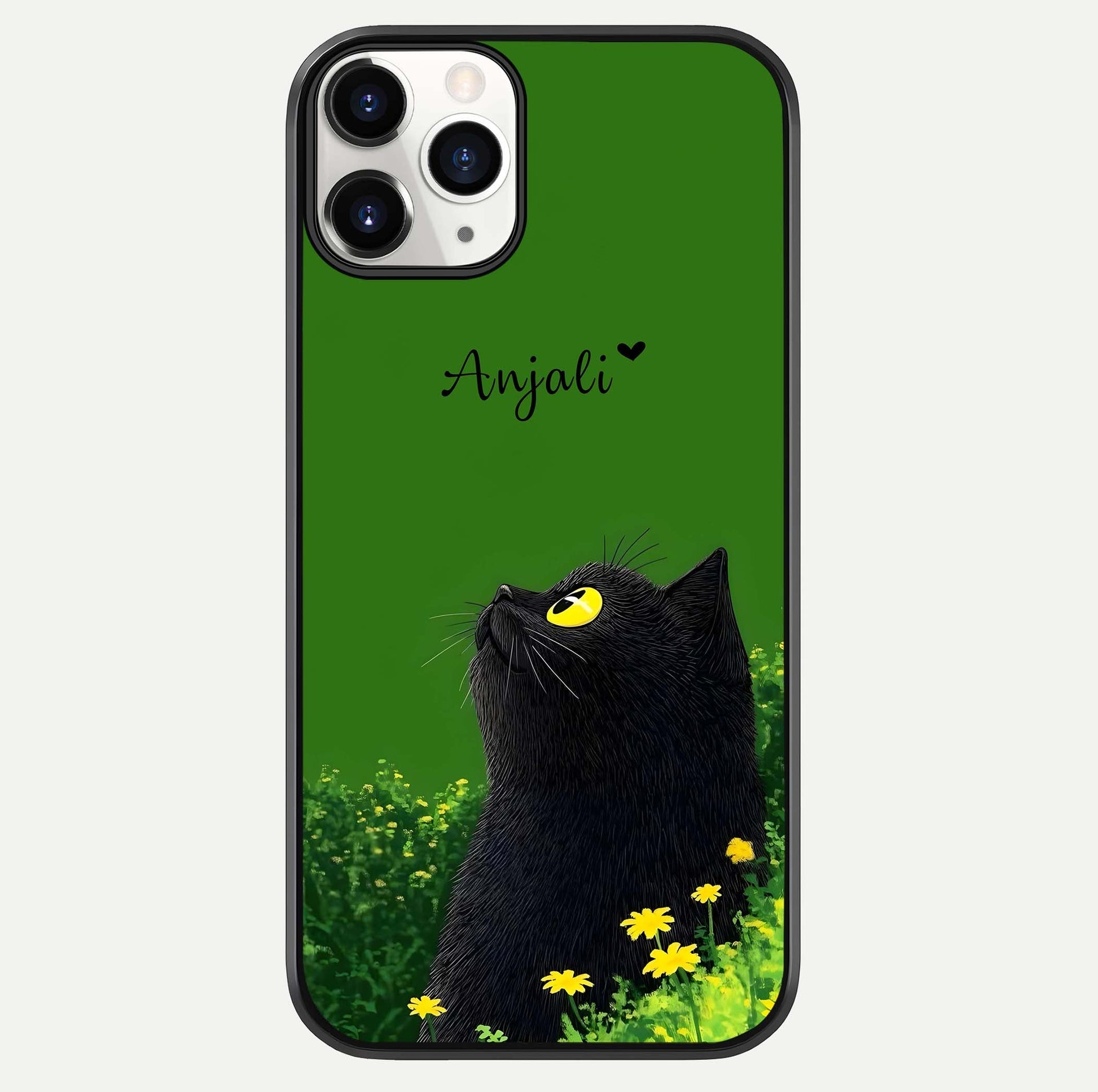 Emerald Cat Custom Name Glass Case For iPhone 11 Pro by Custom World