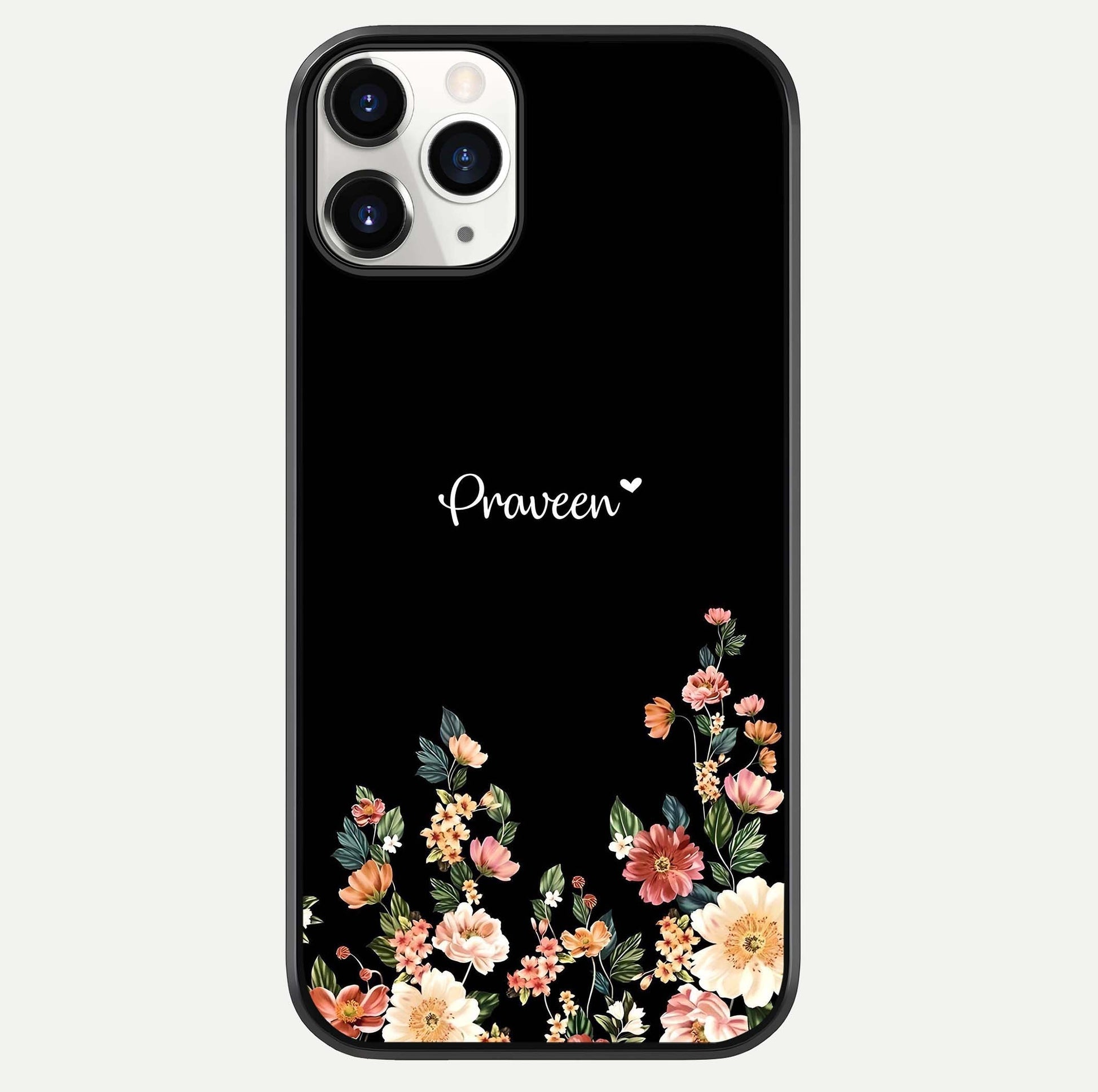 Floral Design Personalized Custom Name Glass Case For iPhone 11 Pro by Custom World