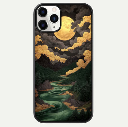 Golden River Moon Glass Case For iPhone 11 Pro by Custom World