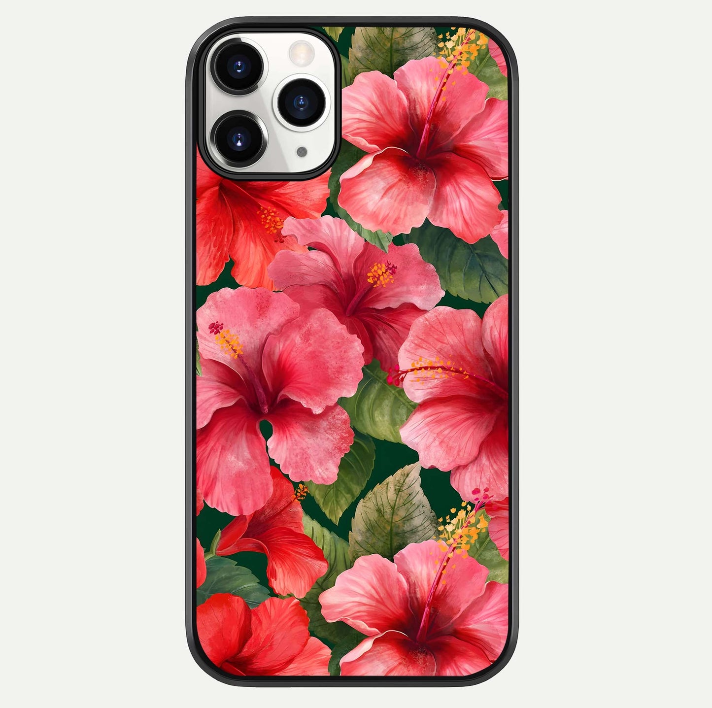 Hibiscus Pattern Glass Case For iPhone 11 Pro by Custom World