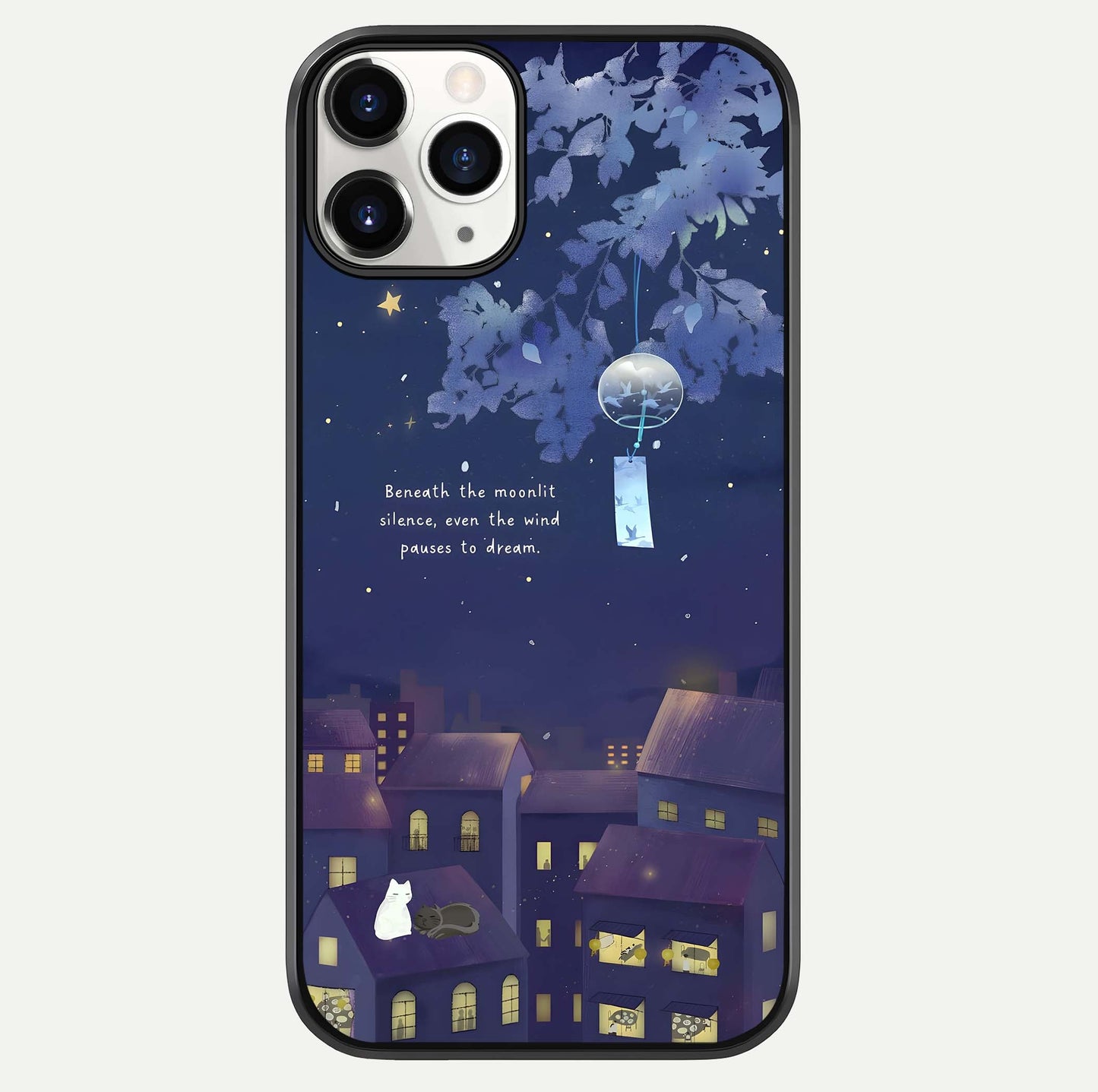 Moonlit Cat Silence Glass Case For iPhone 11 Pro by Custom World