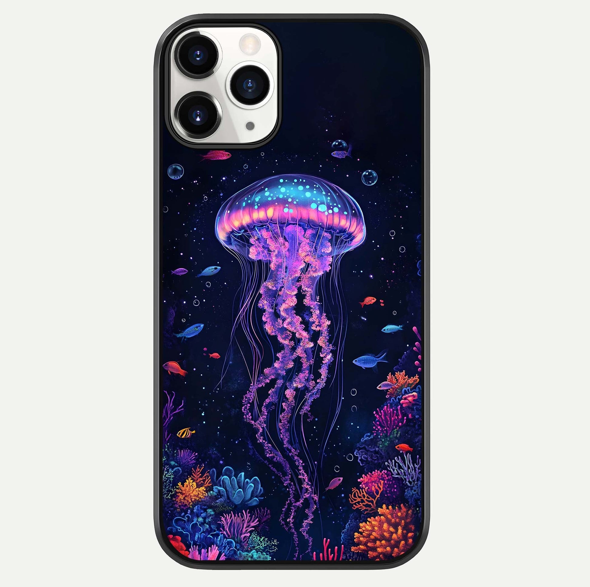 Neon Jellyfish Glass Case For iPhone 11 Pro by Custom World
