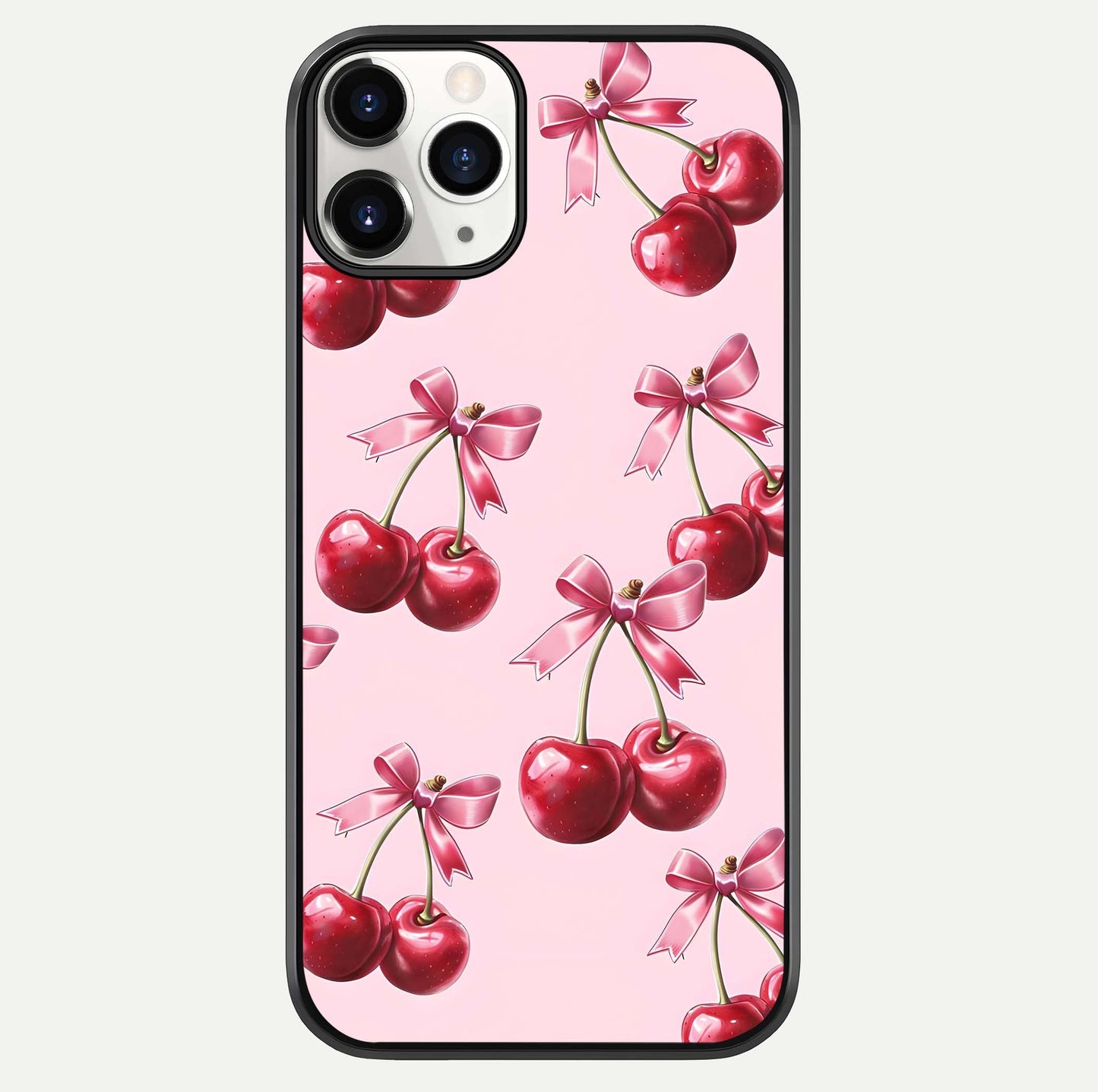 Red Cherries Pattern Glass Case For iPhone 11 Pro by Custom World