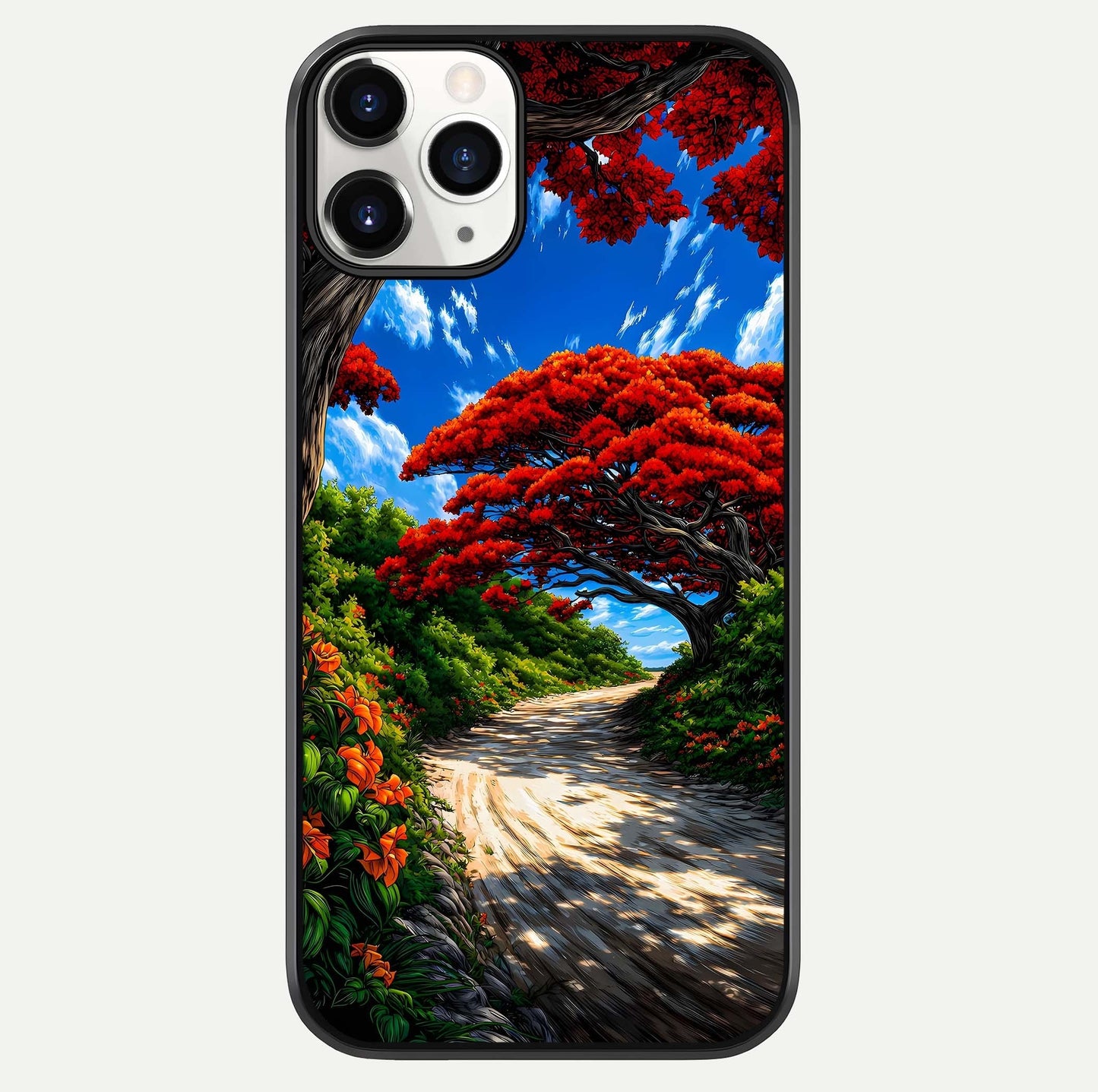 Red Trees Pathway Glass Case For iPhone 11 Pro by Custom World