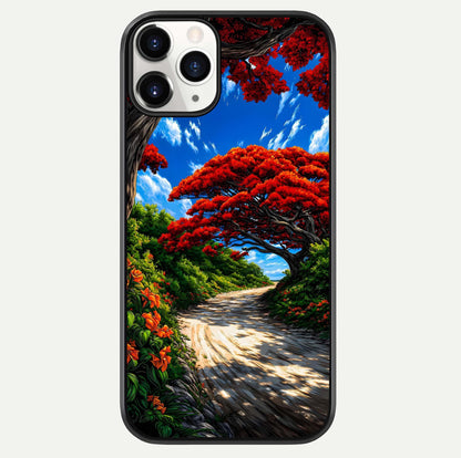 Red Trees Pathway Glass Case For iPhone 11 Pro by Custom World
