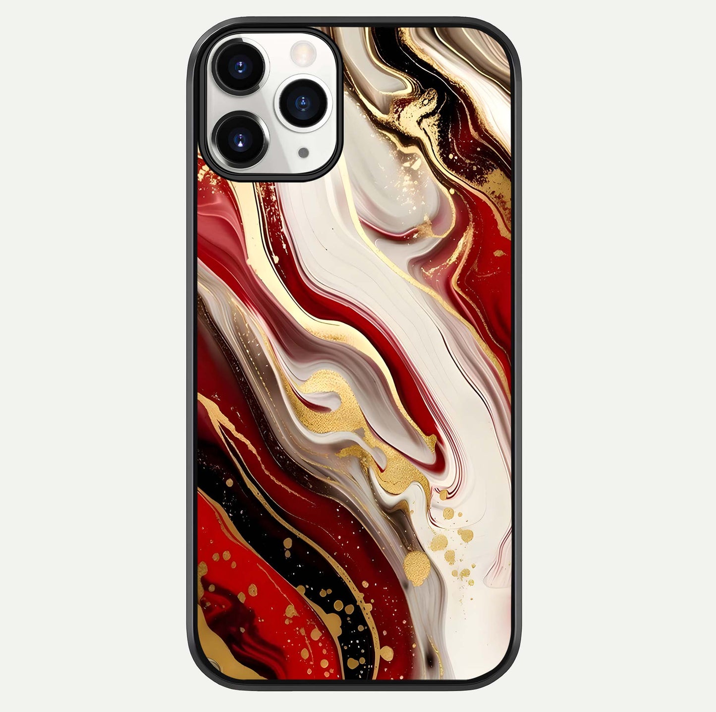 Red & White Marble Glass Case For iPhone 11 Pro
