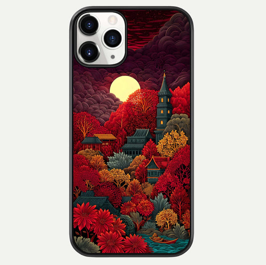 Scarlet Autumn Temple Glass Case For iPhone 11 Pro by Custom World