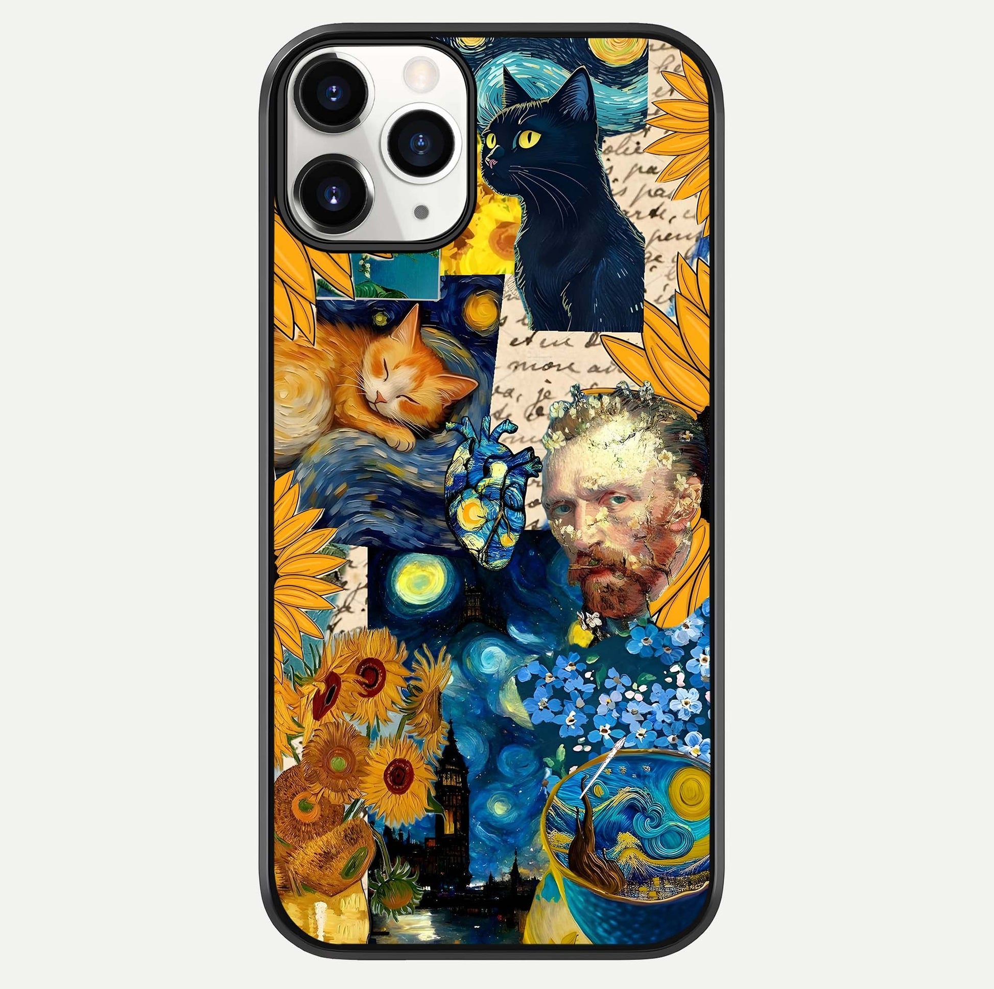 Sunflower Cat Art Glass Case For iPhone 11 Pro by Custom World